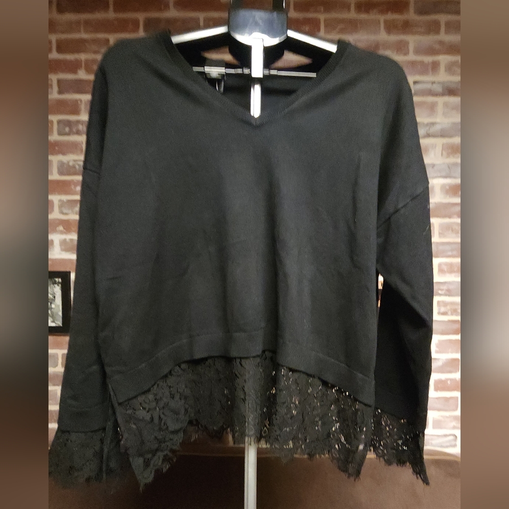 Adrianna Papell Black Knit Top